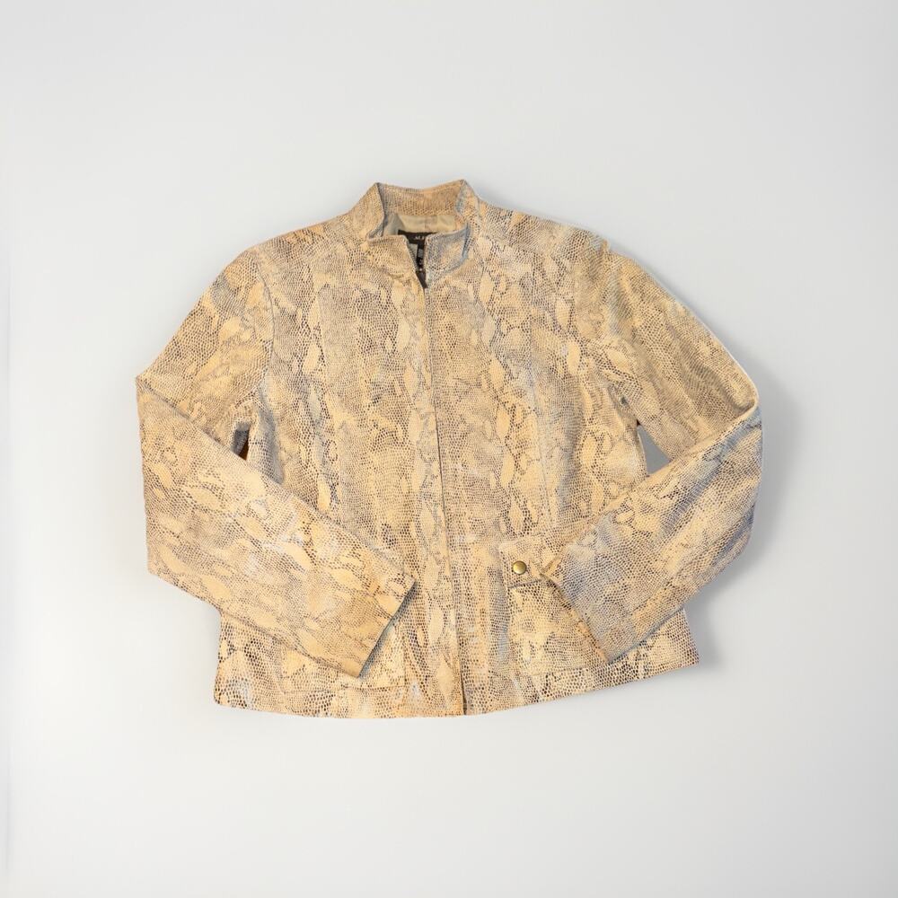 Alfani Genuine Leather Jacket Women's M Blazer Moto Y2K Edgy Statement Snakeskin